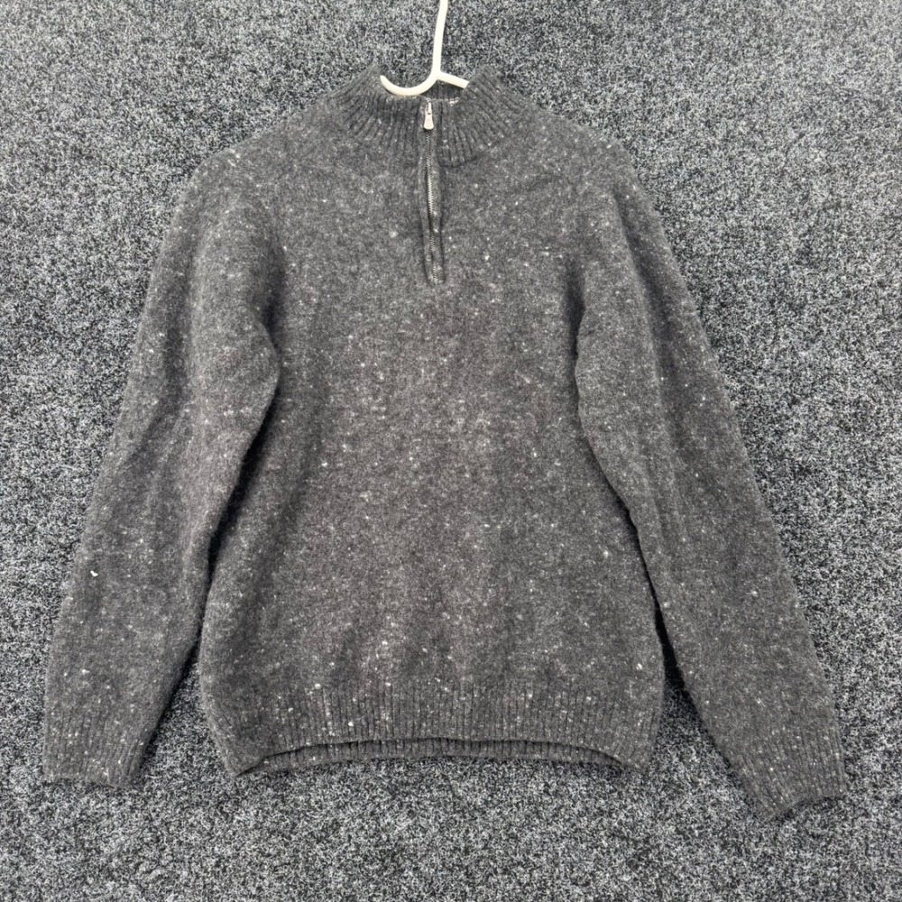 Jack Victor Mens XL Gray Lambswool Cashmere Quarter Zip Donegal Sweater Italy